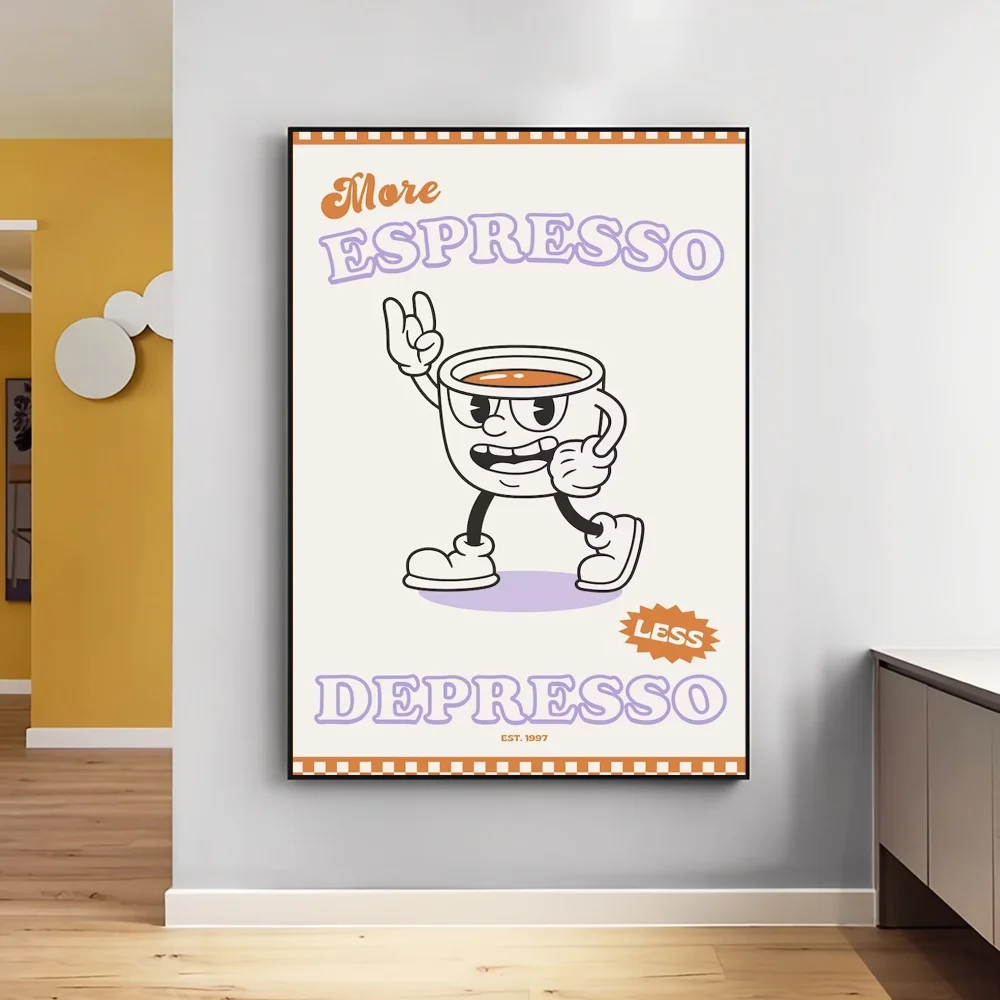 More Espresso Less Depresso Funky Cafe DIY Sticky Poster Vintage Room Bar Cafe Decor Home Decor