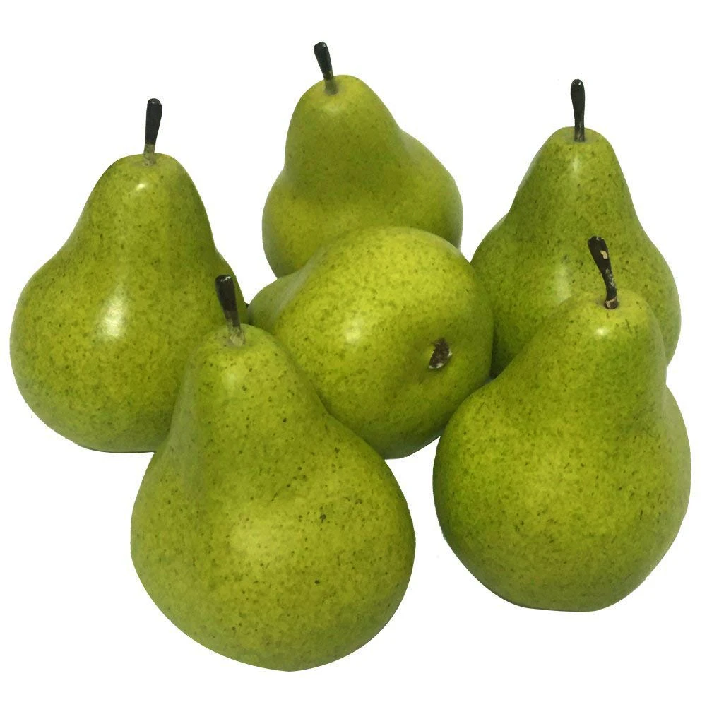 1/6PCS Lifelike Artificial Green Fruit Pear Kitchen Realistic Fake Display Food Home Decoration Supermarket Restaurant Props