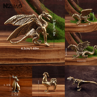 Solid Brass Pterosaur Dragon Small Statue Desktop Ornament Chinese Mythical Beast Figurines Retro Home Feng Shui Decoration