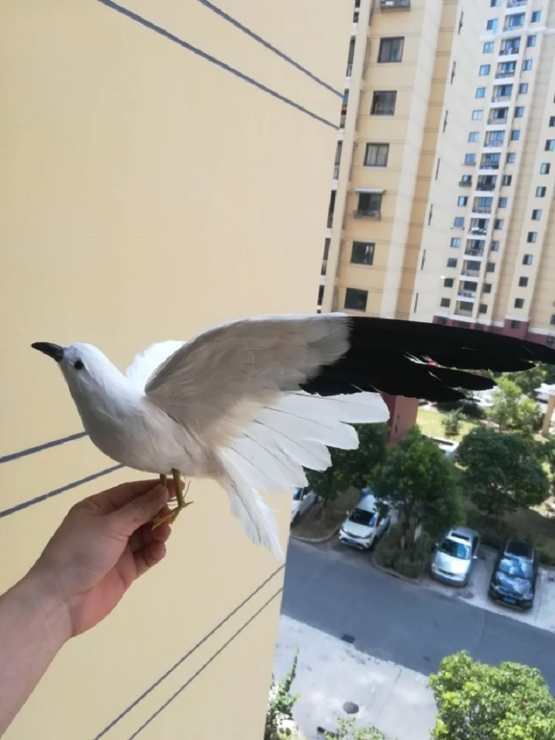 new simulation seagull model foam & feathers spreading wings seagull bird model about 32x60cm