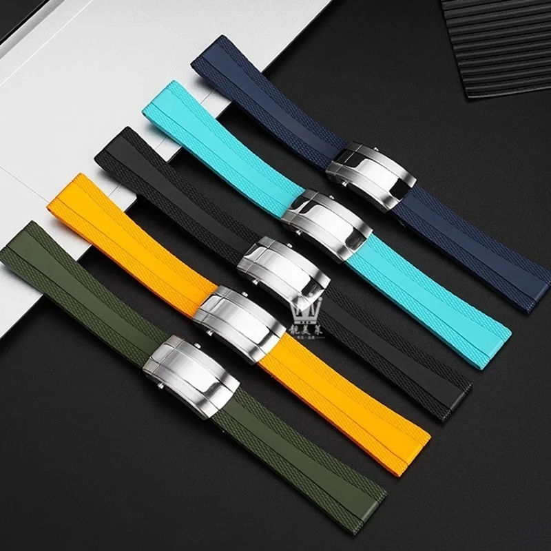 For Breitling Watch Avengers Soft Rubber Strap B01 A17376211 New Super Ocean Watch Band Folding Buckle Wristband 22x18mm