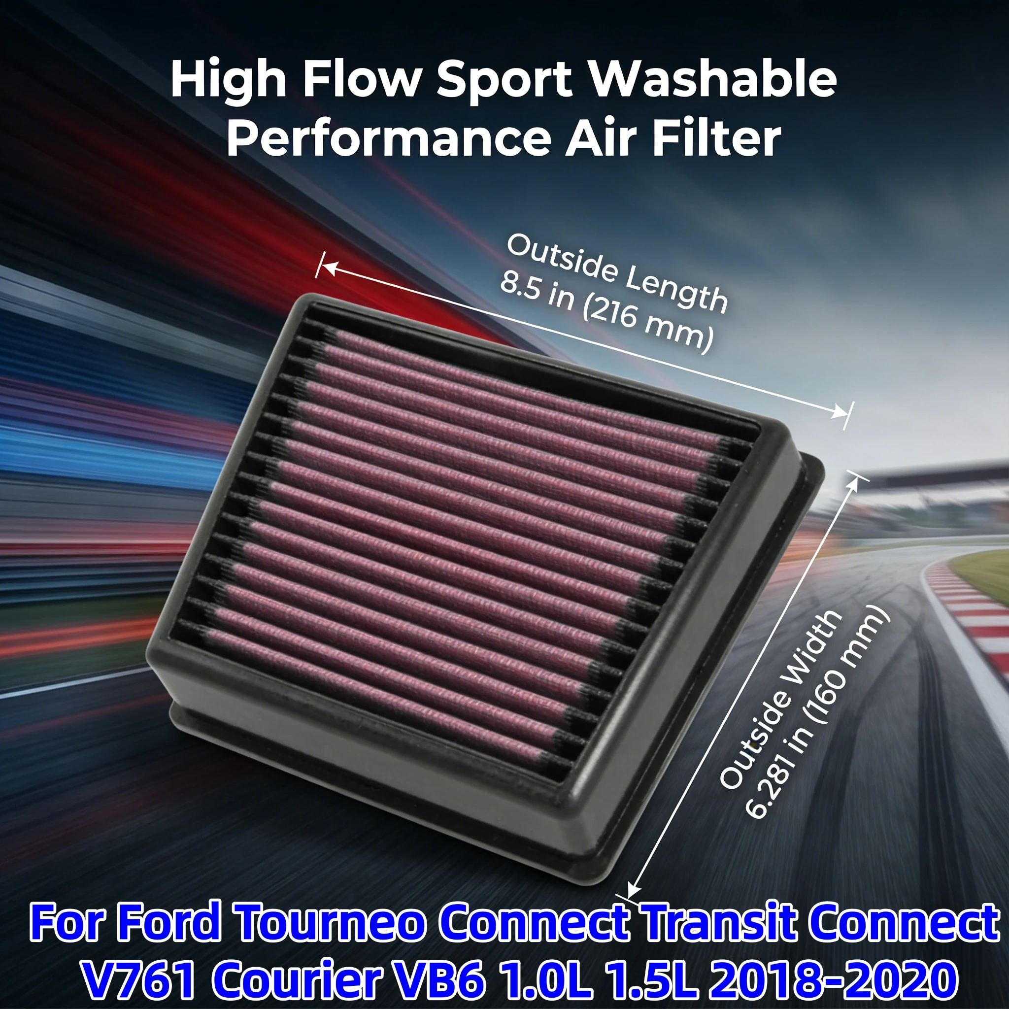 For Ford Tourneo Connect Transit Connect V761 Courier VB6 1.0L 1.5L 2018-2020 High Flow Sport Washable Replacement Air Filter