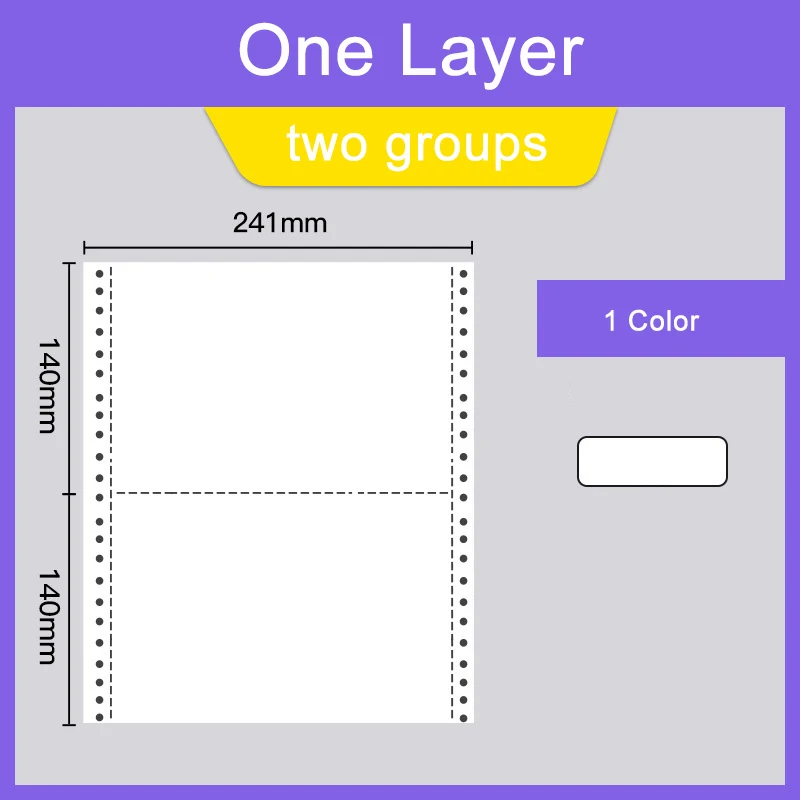 MQQ 1L/2G Computer Form Carbonless Printing Paper For Dot Matrix Printer 1000 Sheets 1 Layer Two Columns (Two Groups) Per Sheet