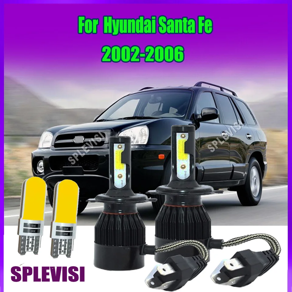 

H4 60W LED 12v White Headlight Dual Function High Low Conversion For Hyundai Santa Fe 2002 2003 2004 2005 2006