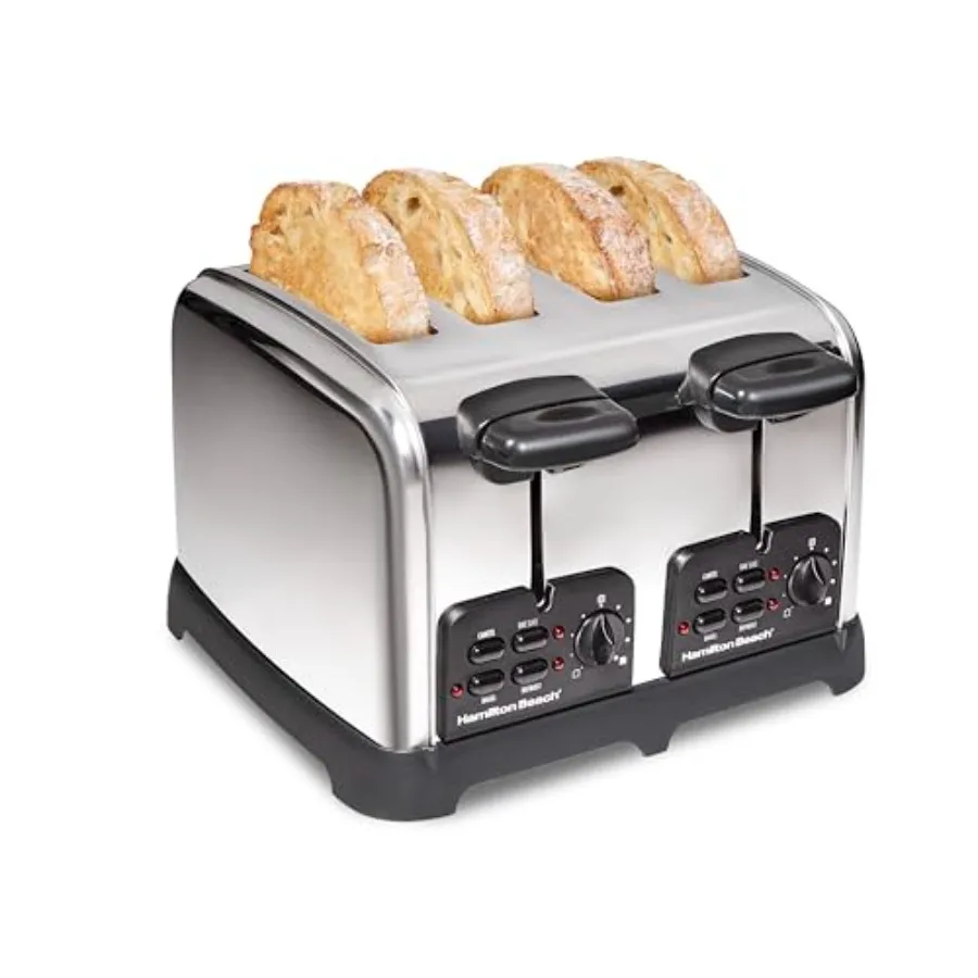 

Тостер ретро-дизайна 24782 с широкими слотами, технологией Sure-Toast, функциями размораживания багелей и автоматического подъема для тонких хлебов, на 4 тоста, полимерный корпус