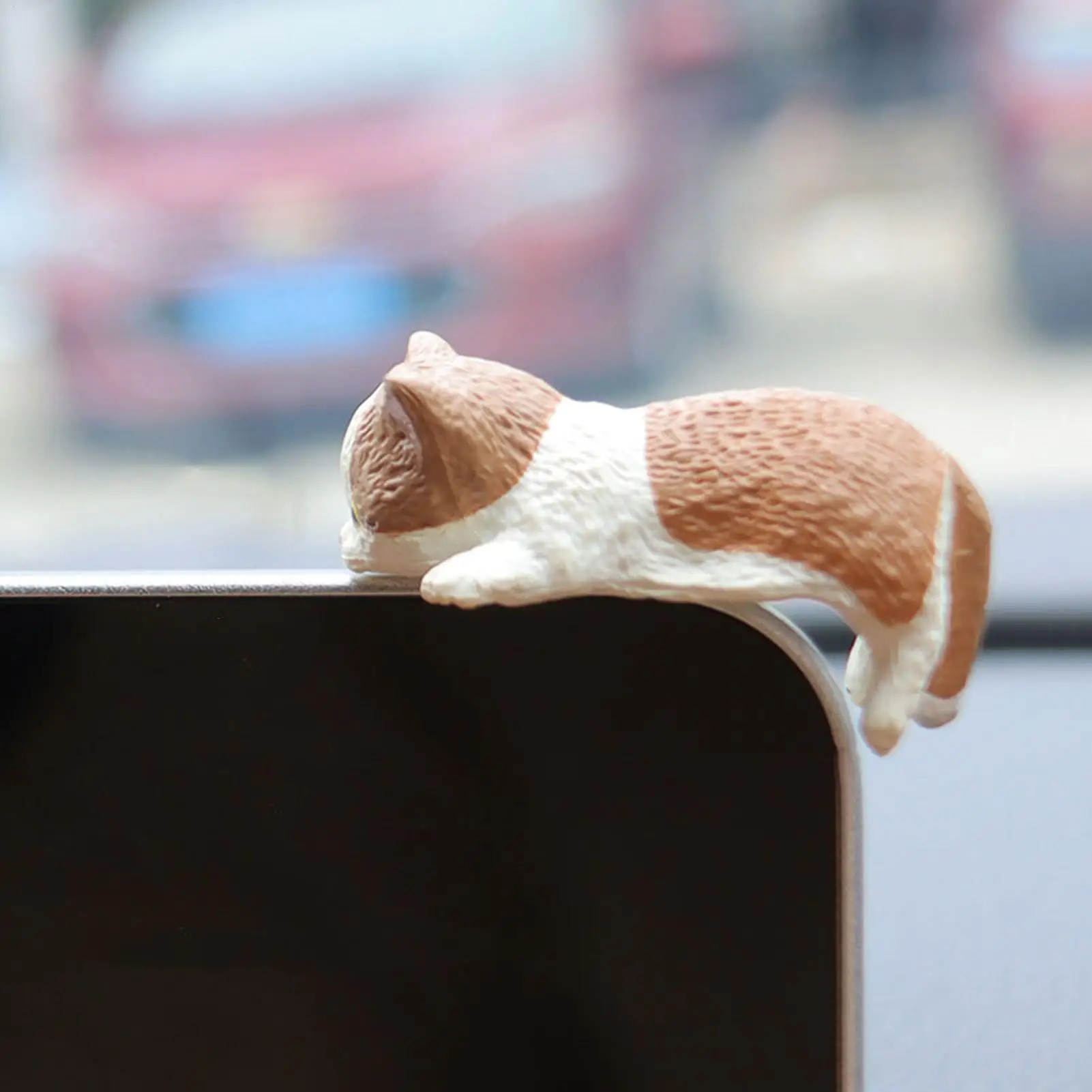 Healing Edge Simulation Cat Miniature Figurine Computer Cup Car Edge Decoration Ornament DIY Crafts Accessories