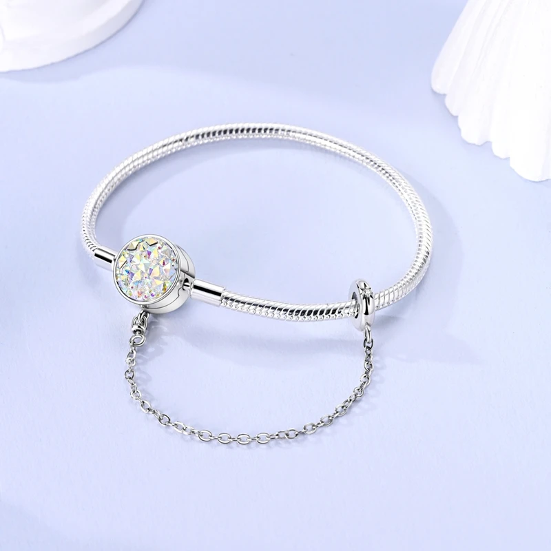 S925 Silver Princess Pink Letter Bow Heart Shaped Trendy Snake Bone Chain Fit Pan Original Charms Beads DIY Gifts Fine Jewelry