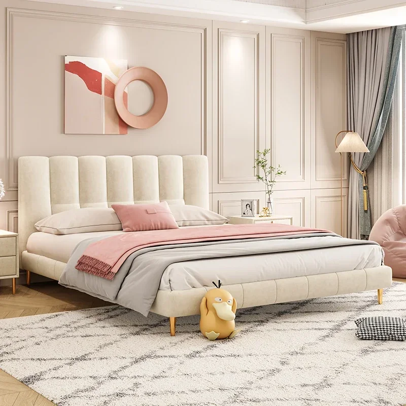 Marco de dormitorio bonito Pop, cama barata de madera, casa moderna y elegante, Bases de cama doble Queen, Camas de lujo de tamaño completo, muebles matrimoniales para el hogar