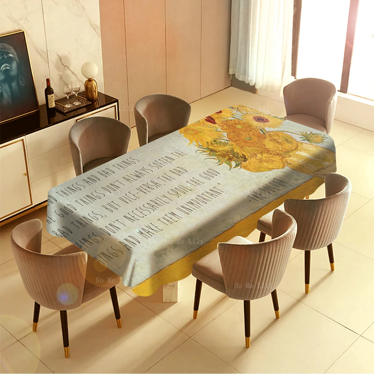 The Mysterious Doctor Quotes Sunflower Dr Who Abstract Starry Night Rectangular Tablecloth By Ho Me Lili Tabletop Decor