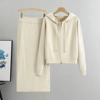 2025 new women's Knitted Cardigan High Waisted Buttocks Wrapped  Skirt 2 Piece Suits Luxury Hot Diamond Fashion Sets - Image 6