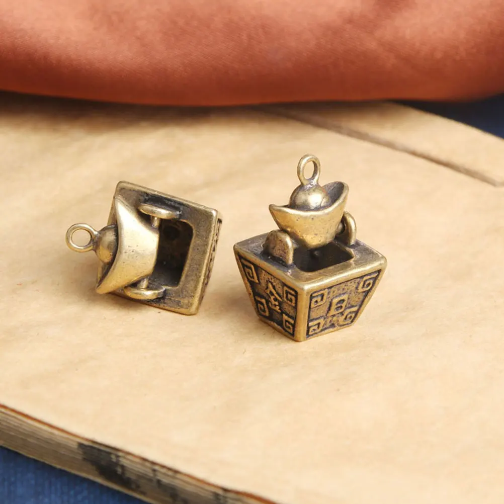 

3pcs Brass Ingot Pendant Key nament Desk Decor Home Office Vintage Charms DIY Jewelry Making Charm Luck Health Life Smoothness