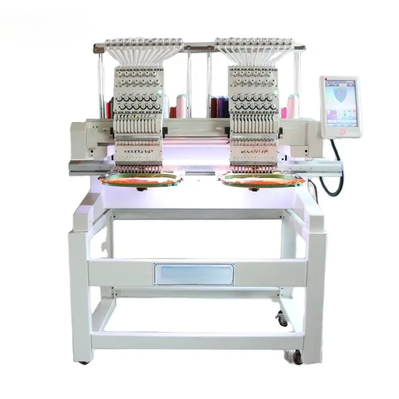 Multi-Needle 2-Head Double-Head Embroidery Machine for Shoes Hats Shirts Letter Combination High Speed Commercial Use