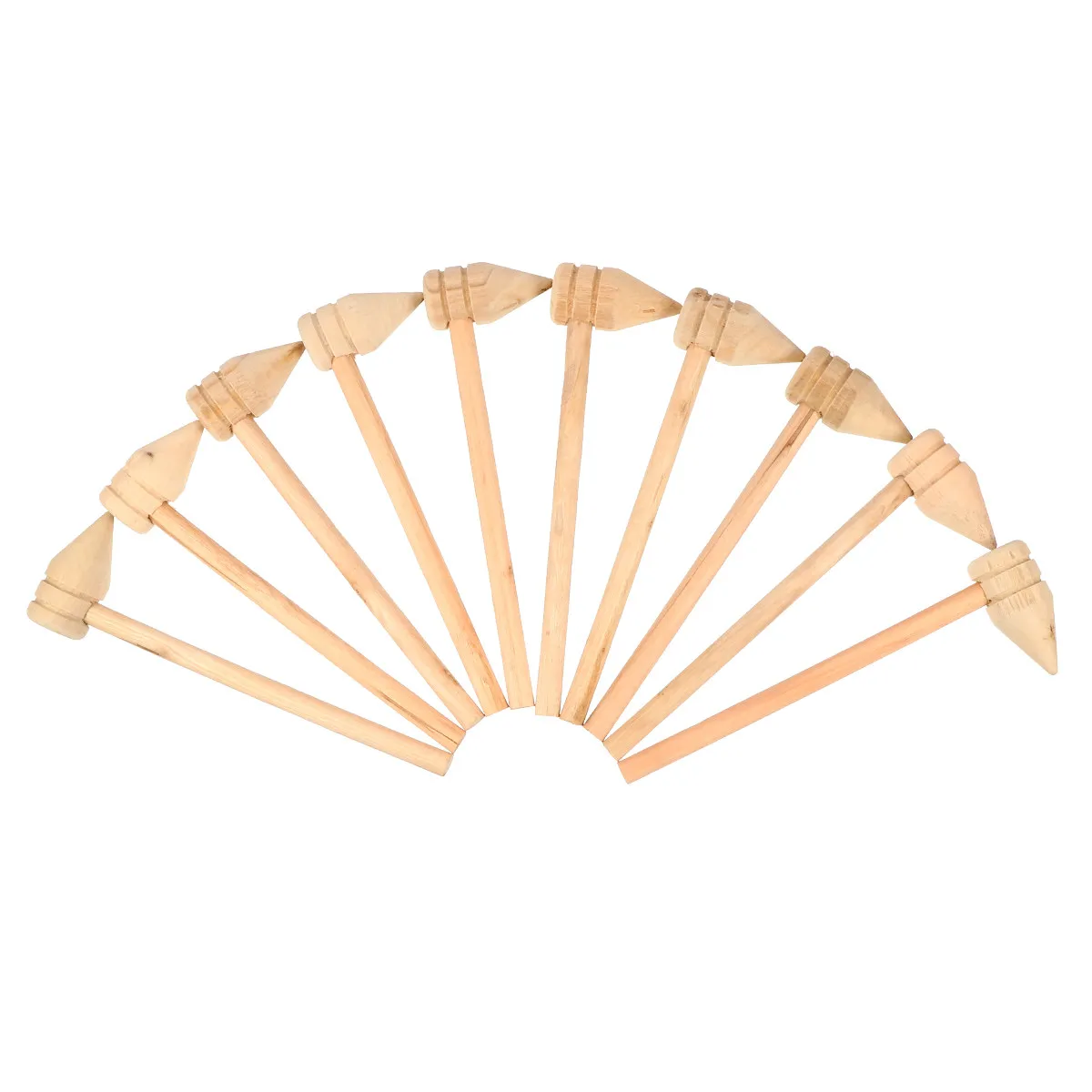 10Pcs Mini Wooden Mallets Lightweight Portable Pointed Design Smooth Polished Surface for Kids Baking Craft DIY Tool Small