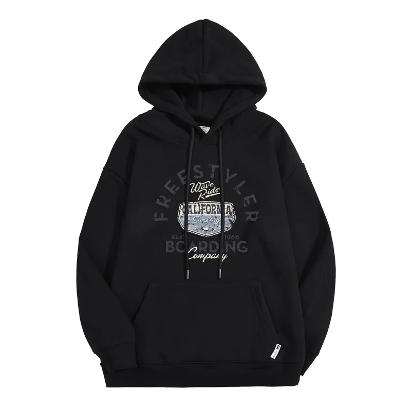 

Plush Hooded Sweater Autumn and Winter New American Vintage Couple Hoodie Trend Letter Printed Loose Jacket