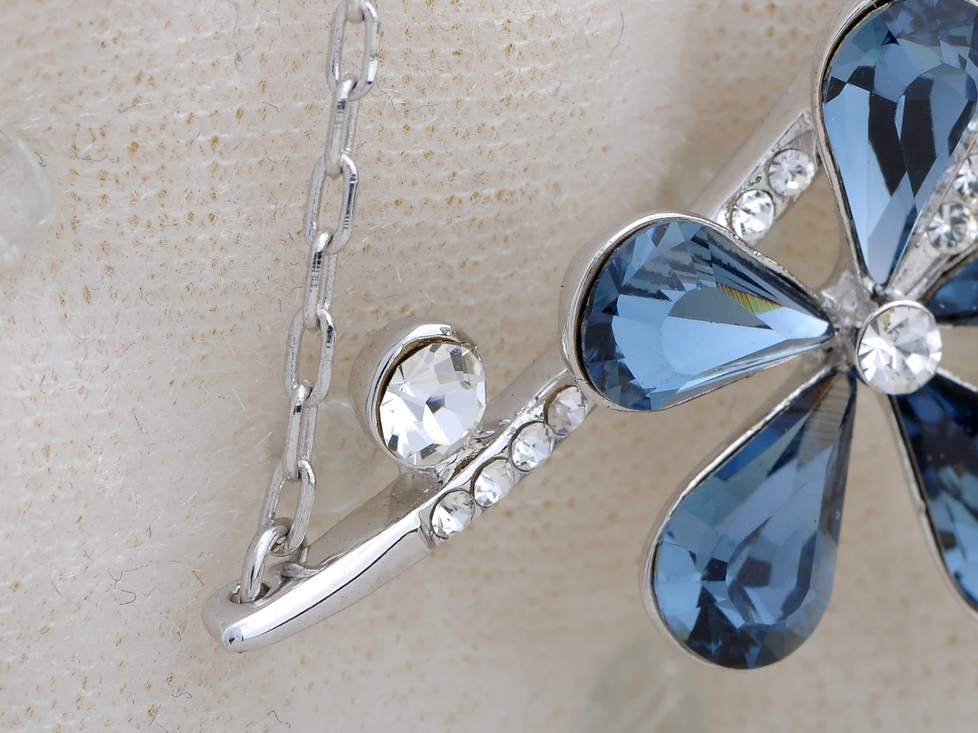 Montana Blue Asymmetrical Solo Fragile Daisy Crystal Element Necklace