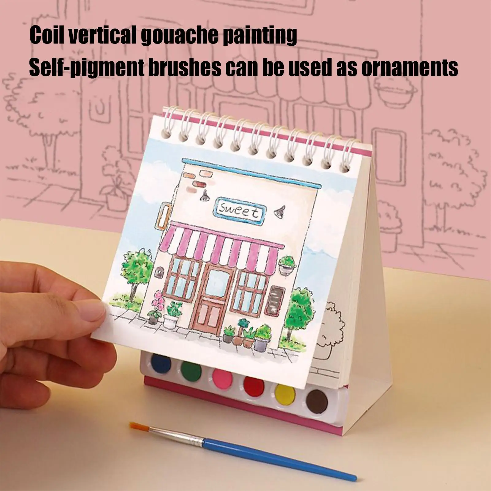 Libro da colorare ad acqua Libro di esercizi per acquerello riutilizzabile Set di colori Quaderno per schizzi di pittura adatto ai principianti Apprendimento educativo in età prescolare