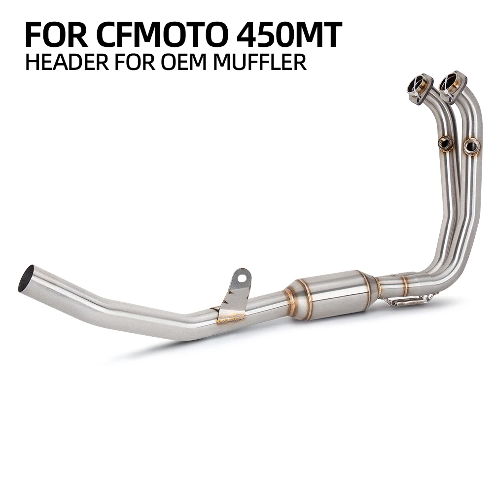 Motorcycle Exhaust Modify Front Link Pipe Escape Stainless Adventure Moto Header Tube Original 51mm Interface For CFMOTO 450MT