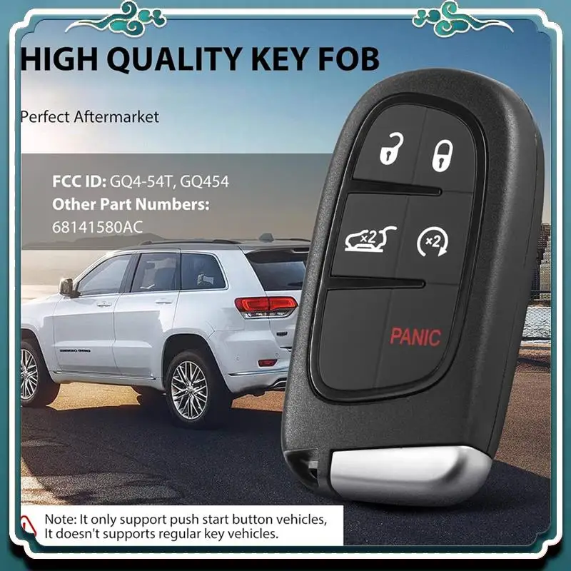 ABTU-llave de coche mando a distancia de entrada sin llave GQ4-54T 433Mhz ID4A Chip para Jeep Cherokee 2014-2020 5 botones 68141580AA 68141580AB