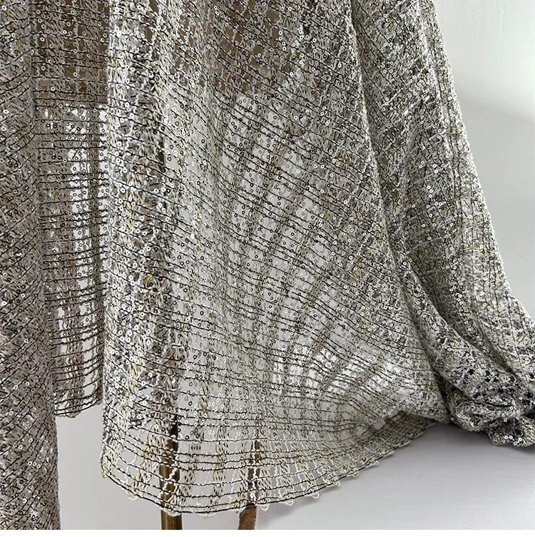 1yard Three dimensional sequin mesh fabric handmade DIY Wedding Dress clothing accessories designer fabric for material