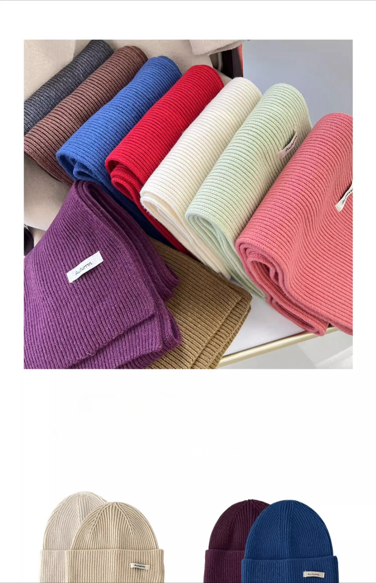 Winter Warm Knitted Hat Scarf Gloves Women's Windproof Adult Three-piece Set Scarves Solid Color Fashion Korean Hats for Women