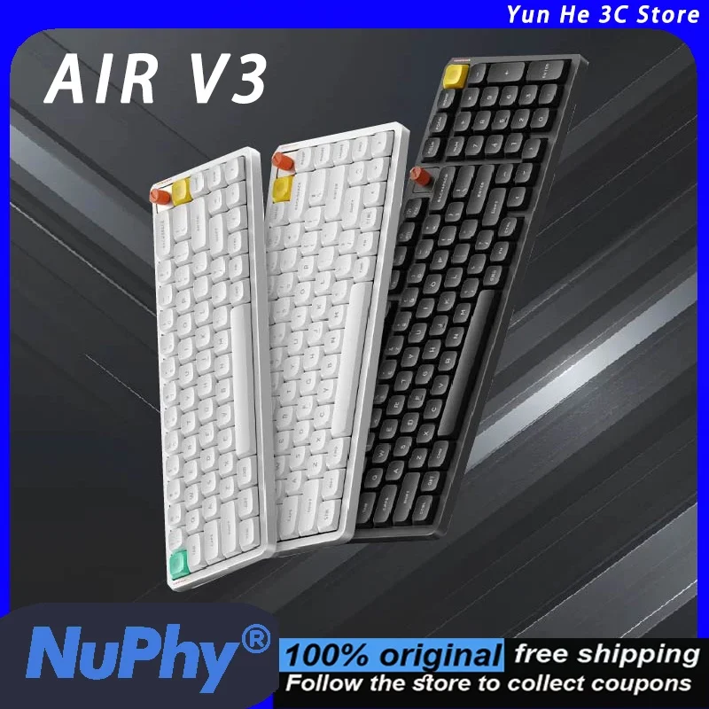 NuPhy Air V3 Low Profile Mechanical Keyboard Quiet Wireless Tri Mode Compatible With Mac 65 75 100 Layout For Office Work