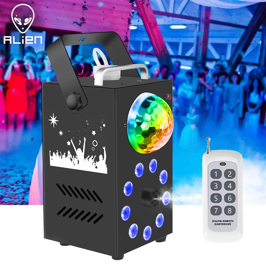 

ALIEN 700W 3IN1 Fog Smoke Machine Sound Activated Strobe LED RGB Disco Ball Dyeing Light for DJ Disco Wedding Party Halloween