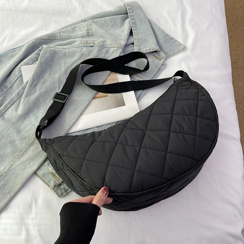 Fashion Quilted Thread Women's Hobos Shoulder Bags Soft Nylon Travel Portable Ladies Crossbody Bag Female Underarm Bag Purse