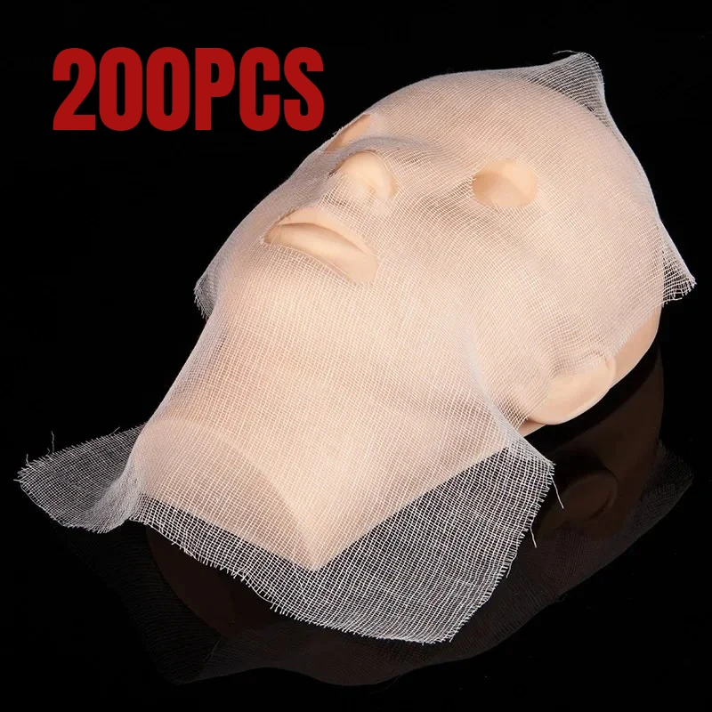 200 algodón puro DIY máscara de belleza salón gasa Facial desechable altamente absorción de agua máscara de gasa Facial no irritante suave