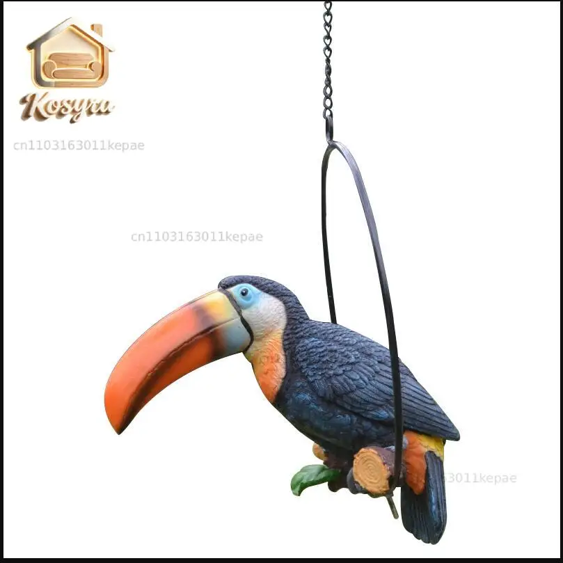 American Outdoor Resin Hand-painted Toucan Parrot Crafts Decoration Garden Figurines Ornaments Courtyard Park Birds Accessories