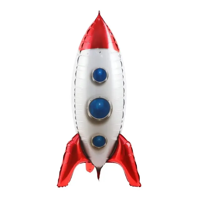 2 Globos Inflables de Aluminio 4D con Forma de Cohete, Decoración para Fiestas de Cumpleaños con Temática Espacial para Niños, Juguetes Inflables para Niños