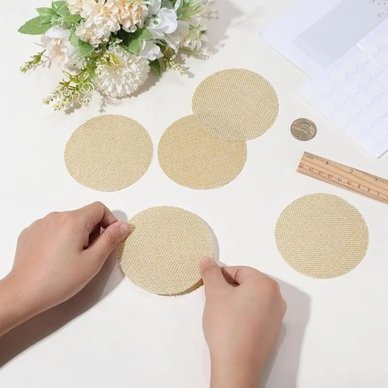 Small Linen Shading Sheets,6pcs,Flat Round Linen Shade Covers Lamp Cover Light Diffuser for Living Room Bedroom Playroom