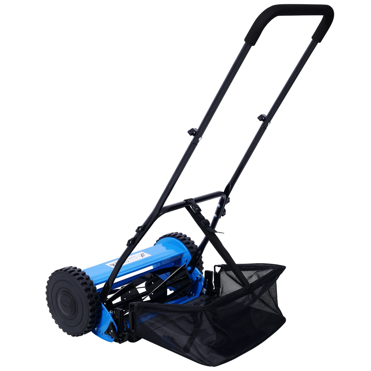 14-Inch 5-Blade Push Reel Lawn Mower with Grass Catcher, BLUE COLOR