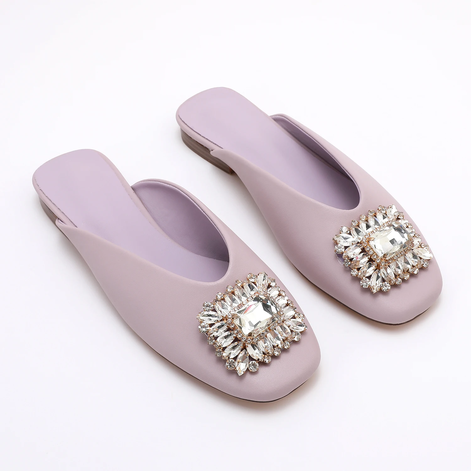 Mules à bout carré à la mode, talon bas confortable