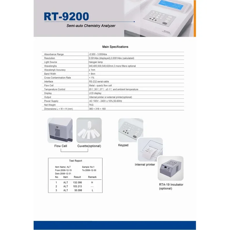 Best Price Rayto RT-9200 Clinical Analytical Instruments Chemistry Analyzer Semi-auto Biochemistry Analyzer
