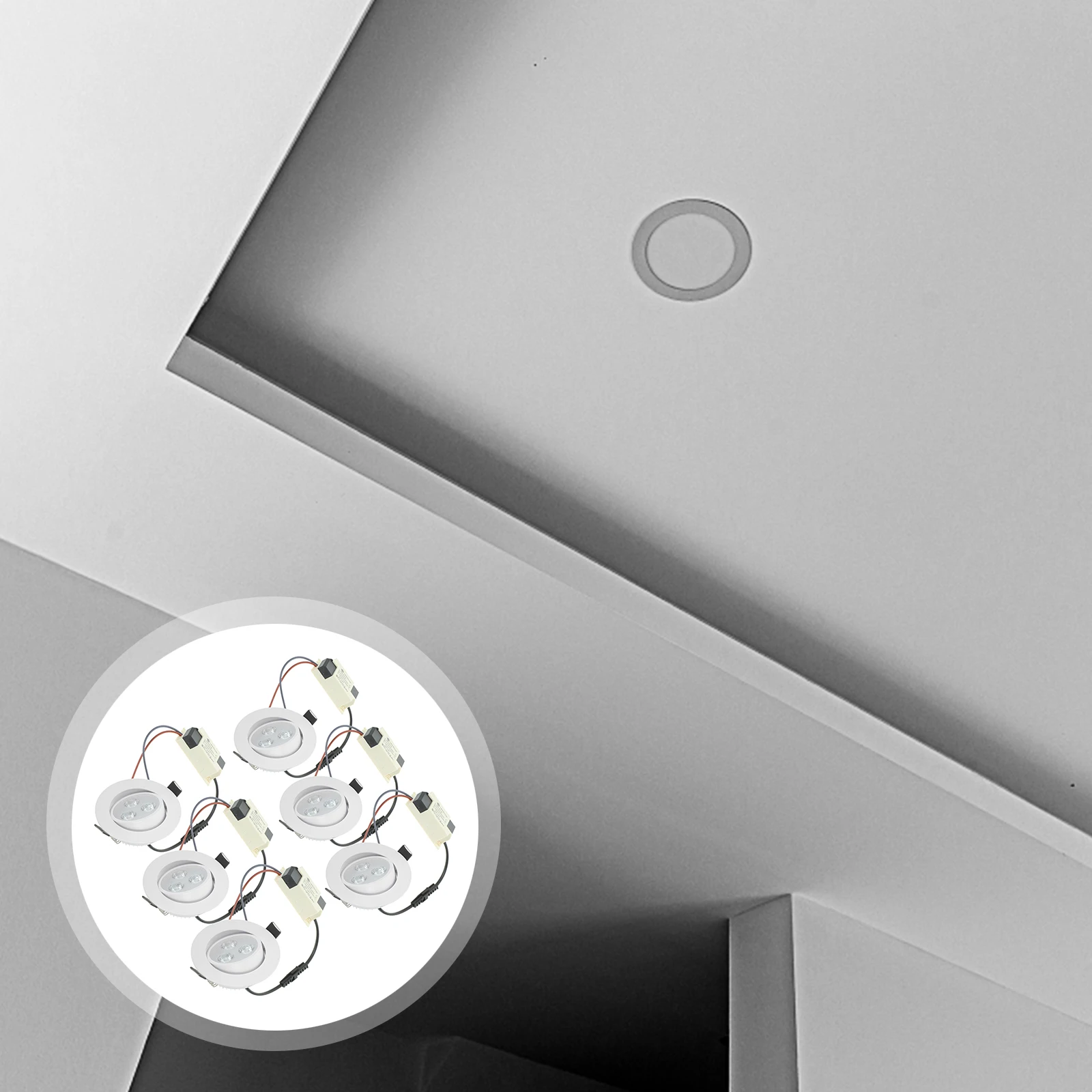 

6 Pcs White Ceiling Light Led Lamp Downlights for Embedded Fixtures Recessed Lighting