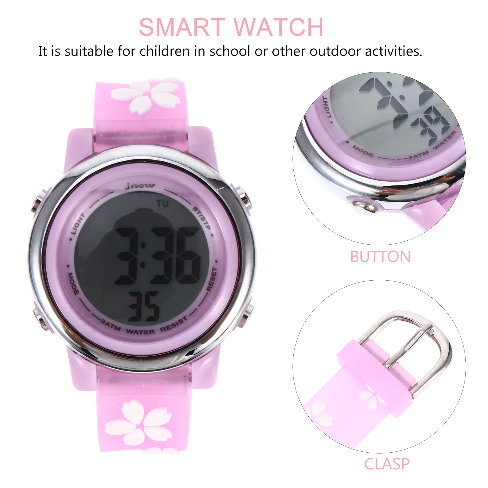1pc Waterproof Watch Cartoon Wristwatch Electronic Flower Pattern For Outdoor School Durable Comfortable Design