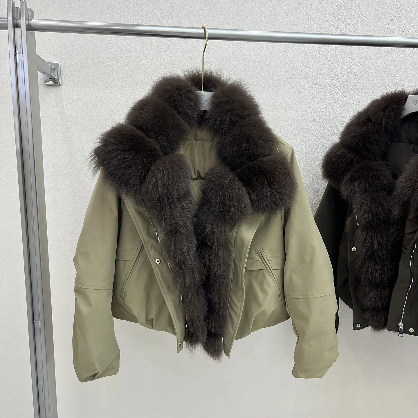 Winter Natural Detachable Large Fur Collar Down Jacket Female Loose Thick Warm Quilted Jacket Women White Duck Down Fur Outwears