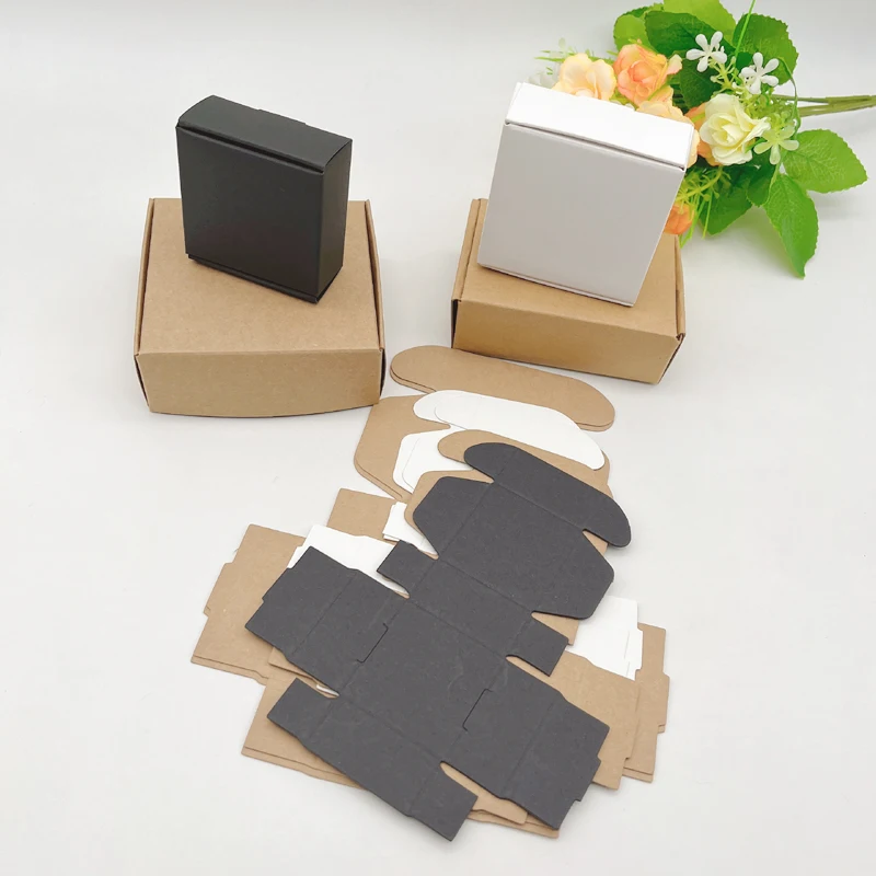 

100pcs Black/Kraft/White Paper Gift Box Packaging Wholesale Paper Boxes for Gifts Candy Wedding Sweets Box Packing Storage Boxes