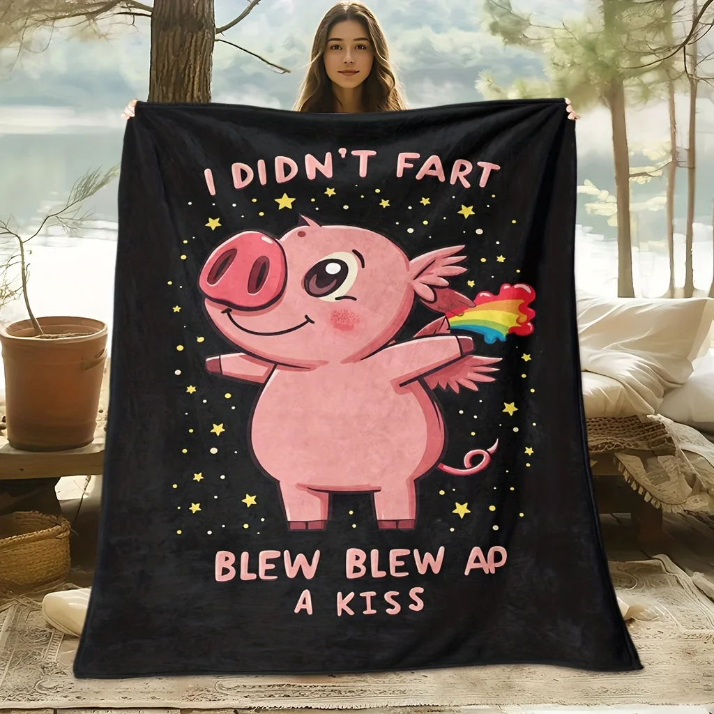 

Top pick1pc Extra Large Cat Flannel Blanket Blue Black Print All-Season Breathable Couch Bed Bedspread