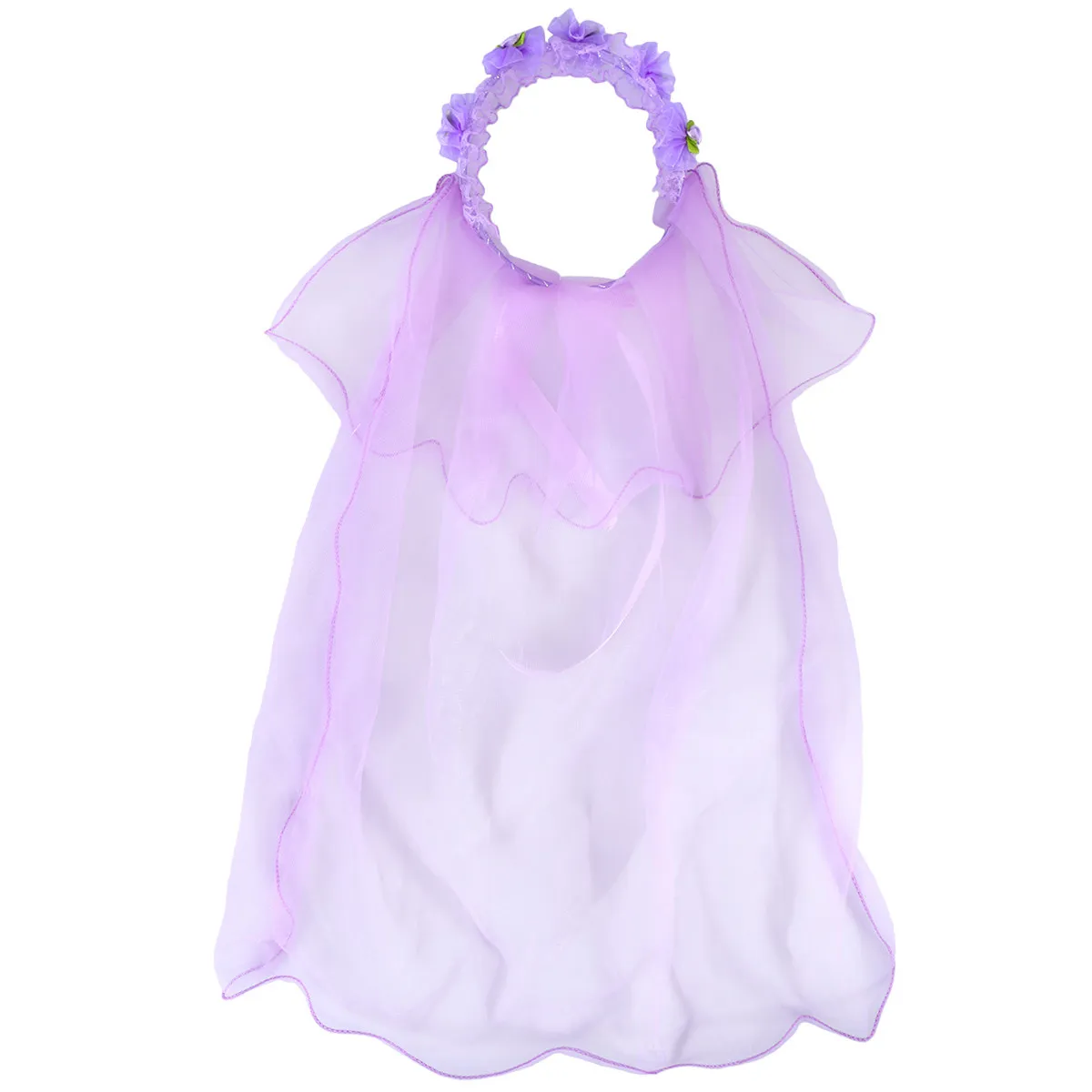 Two-Layer Lace Tulle Wedding Veil with Floral Wreath Headband for Soft Lightweight Plastic Hoop Perfect for First