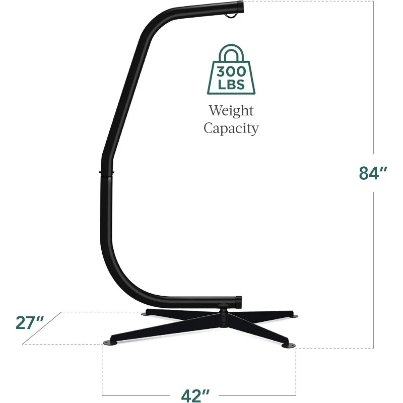 Supporto a C per amaca sospesa in metallo per sedia/finitura resistente alle intemperie, base offset - Solo supporto - Nero