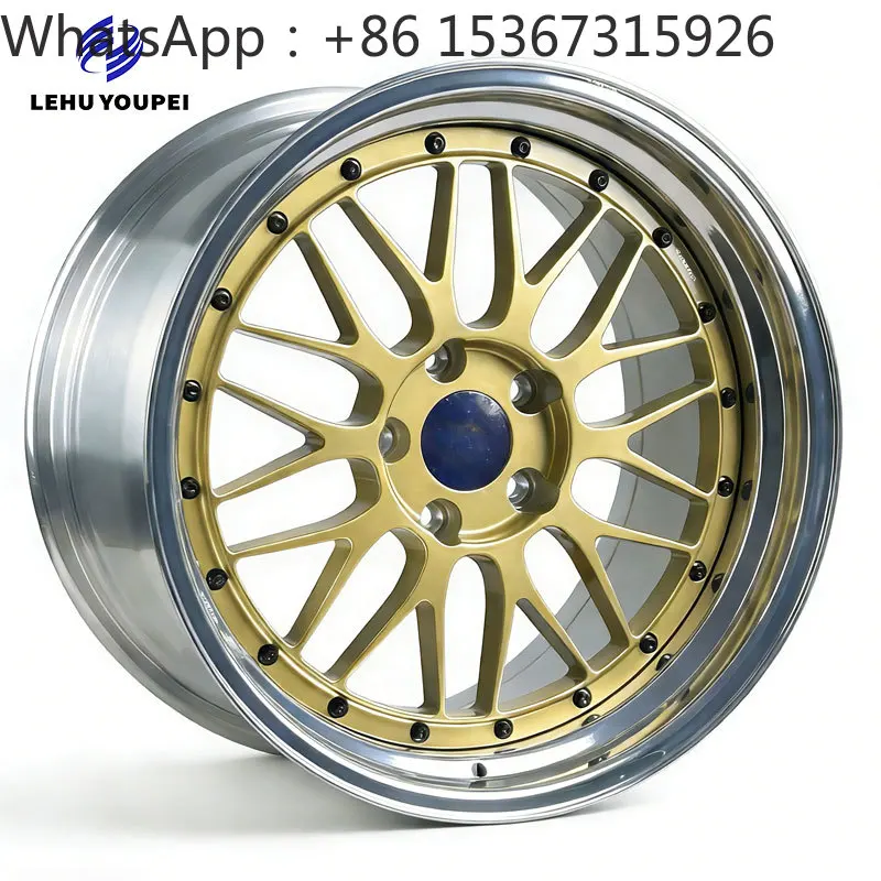

19 20 21 Inch 3 Piece Golden Face Forged Alloy Passenger Car Wheel Rims Luxury Auto Wheel Parts