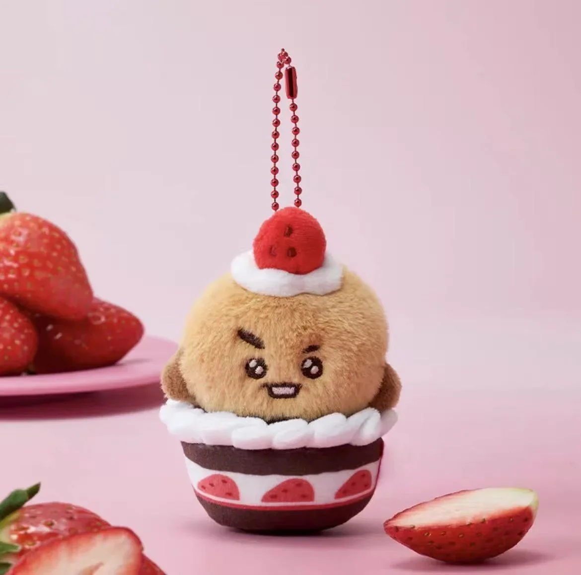  BT21 Strawberry Cake Animal Plush Keychain Cute Dessert‑Style Bag Pendant Kawaii Collectible Decor Fan Birthday Chrismas Gifts view 6