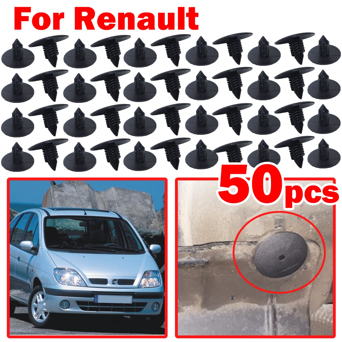

50pcs For Renault SCENIC MODUS Megane Car Wheel Arch Liner Splash guard Clips Plastic Fastener 7703077435 Tool-Free Installation
