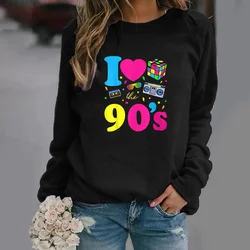 Damski wzór 90's Pullover Casual Classic 90's Sweatshirt Moda damska Bluza z długim rękawem Tops