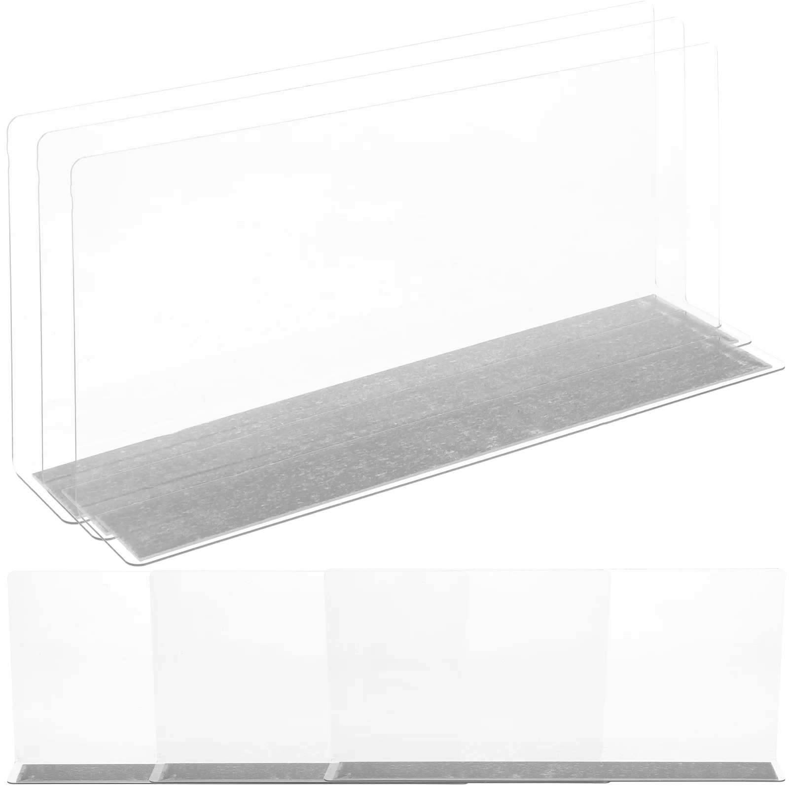

6pcs Magnetic Shelf Dividers Clear Transparent PVC 28X4X12CM Storage Baffle Supermarket Grocery Wardrobe Separators Organizing