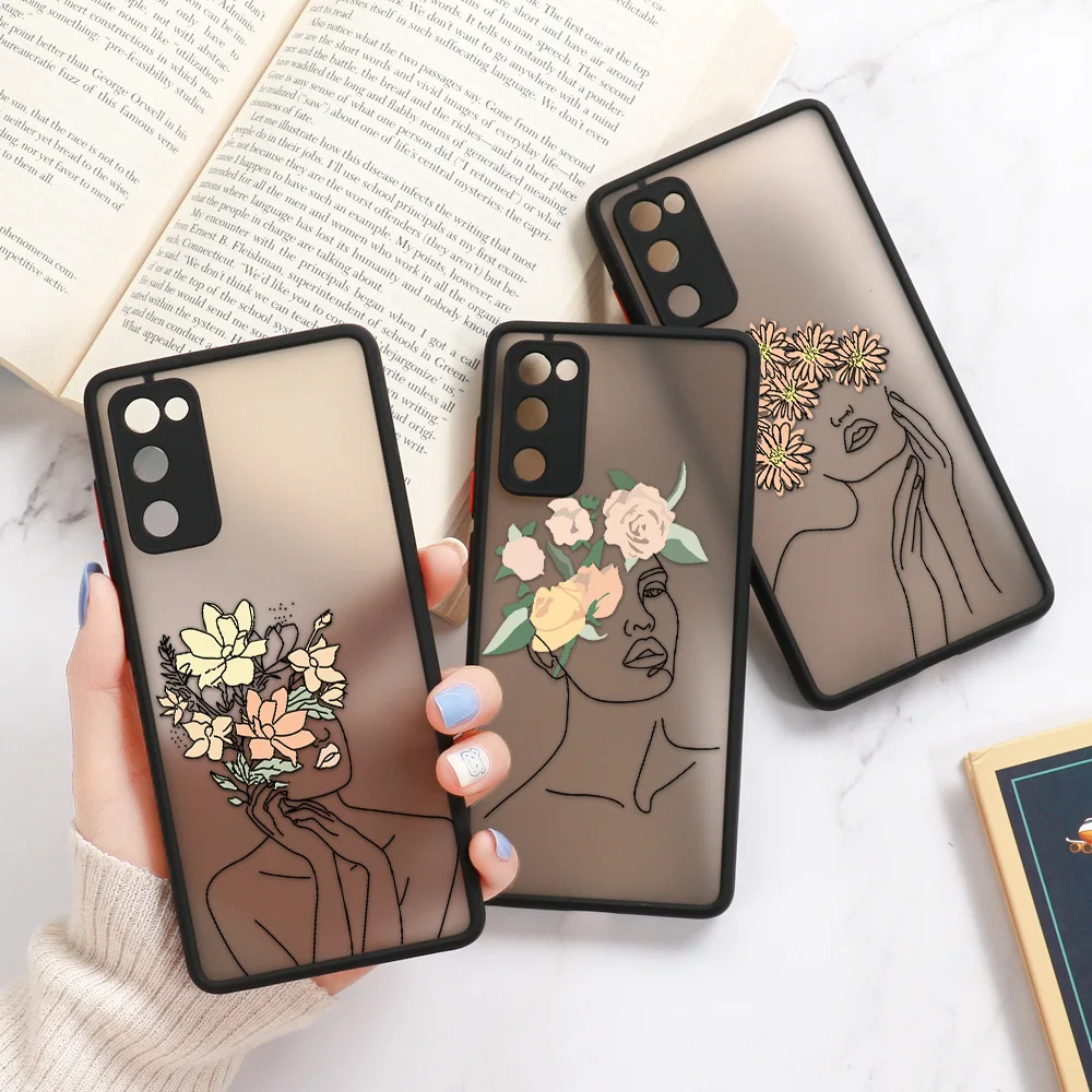 Coque de protection rigide mate rétro à motif floral pour Samsung Galaxy S26 S25 S23 Ultra S24 Ultra S23 S24 Plus S22 FE S20 S21 FE