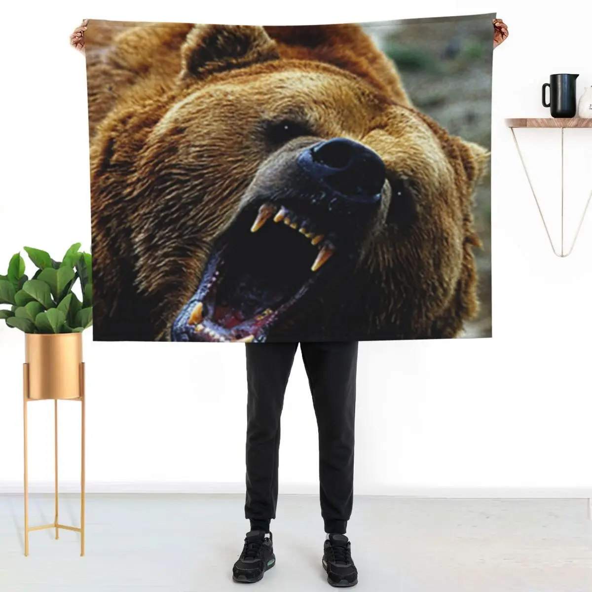 

Grizzly Bear a Throw Blanket Multi Use Warm Blanket for Living Room Bedroom