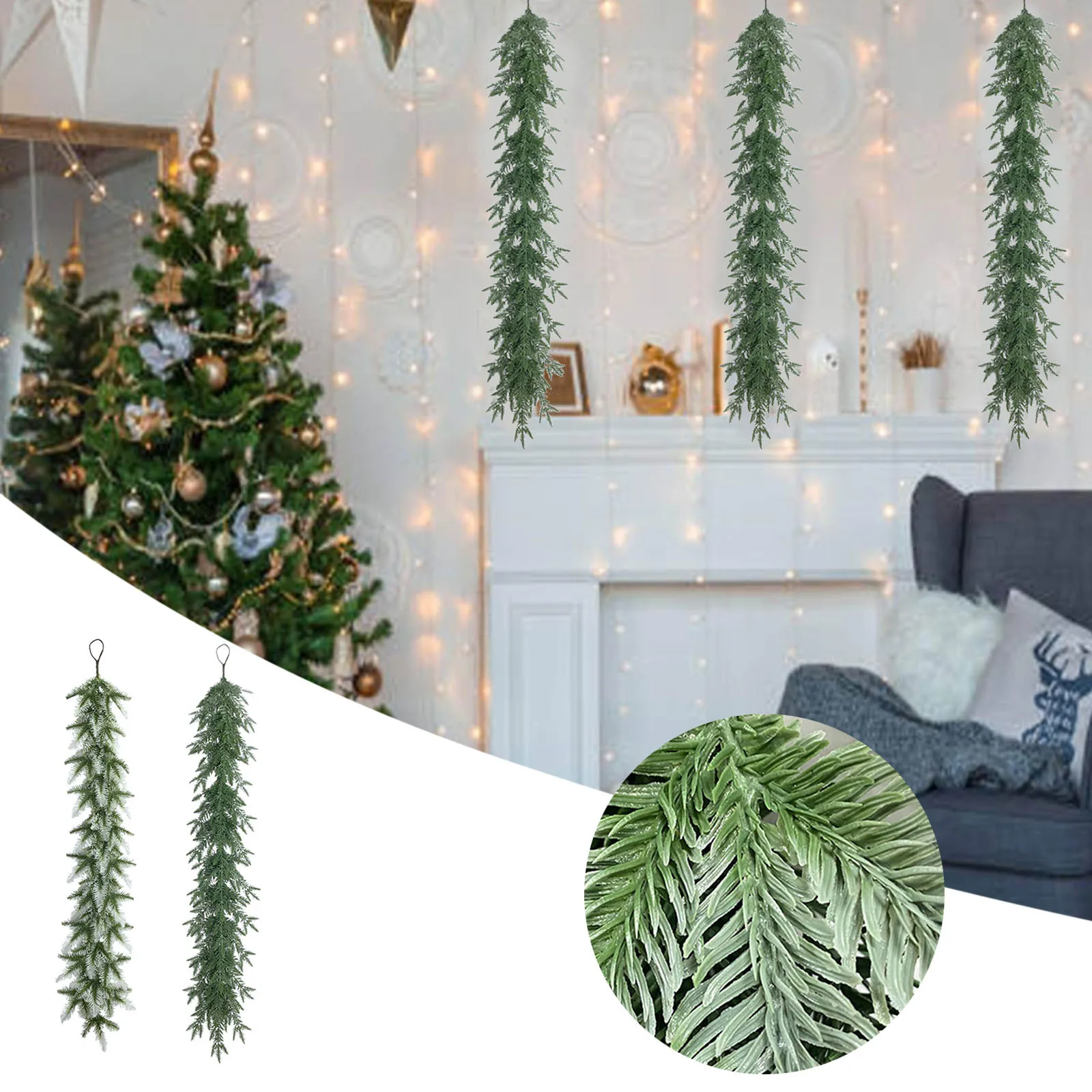 

120CM Artificial Plants Christmas Garland Wreath Xmas Home Party Wedding Decoration Pine Tree Rattan Hanging Ornament For Kids