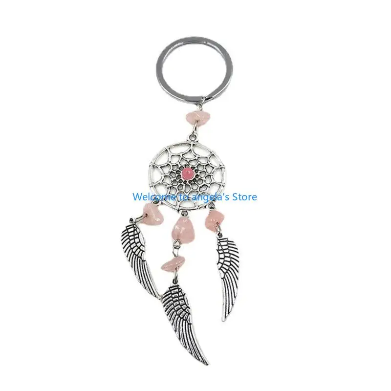 X4YC Dreamcatcher Natural Stone Pendant Keyring For Women Wallet Backpack Accessories